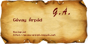 Gévay Árpád névjegykártya